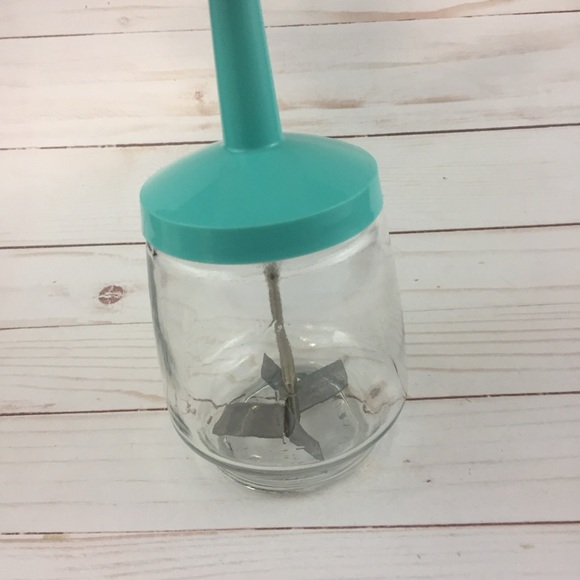 Vintage Food Nut Chopper Turquoise Teal Steel Federal Glass Housewares Manual - Picture 5 of 8